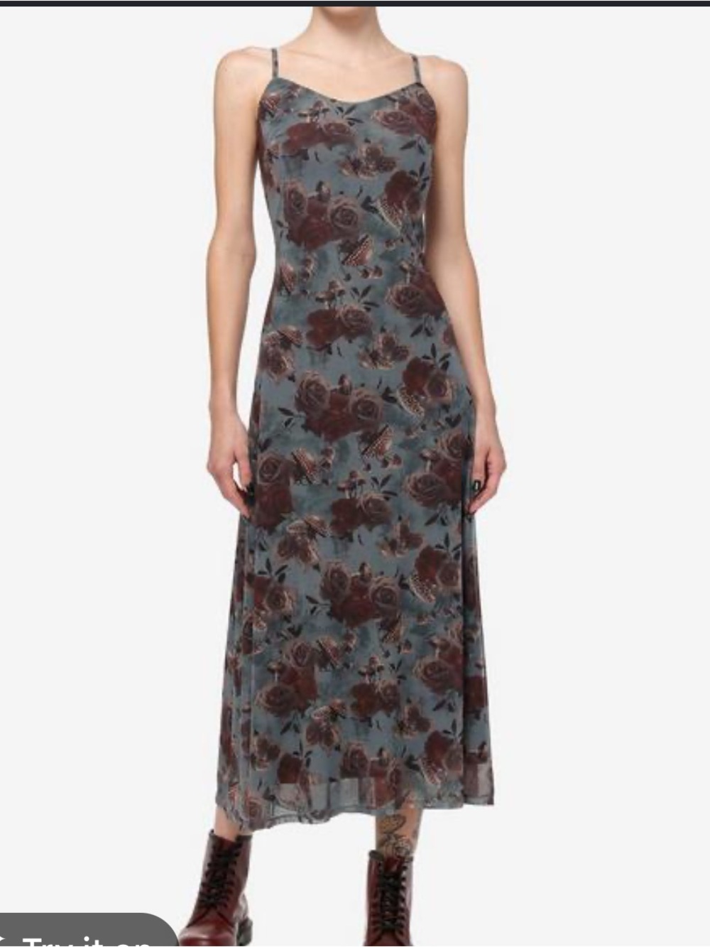 Hot Topic Thorn & Fable Dark Roses & Mushrooms Midi Dress Size Small
